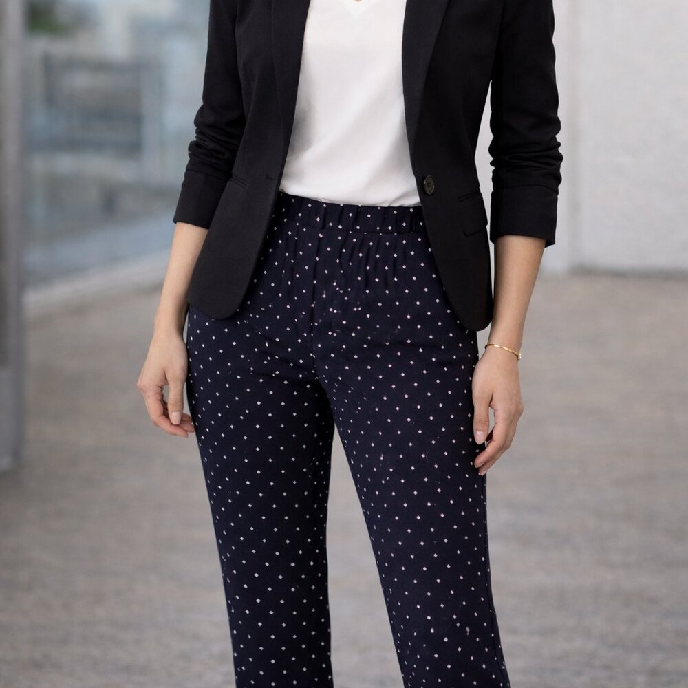 Zara Basic Collection Navy Blue Pants with White Dots
